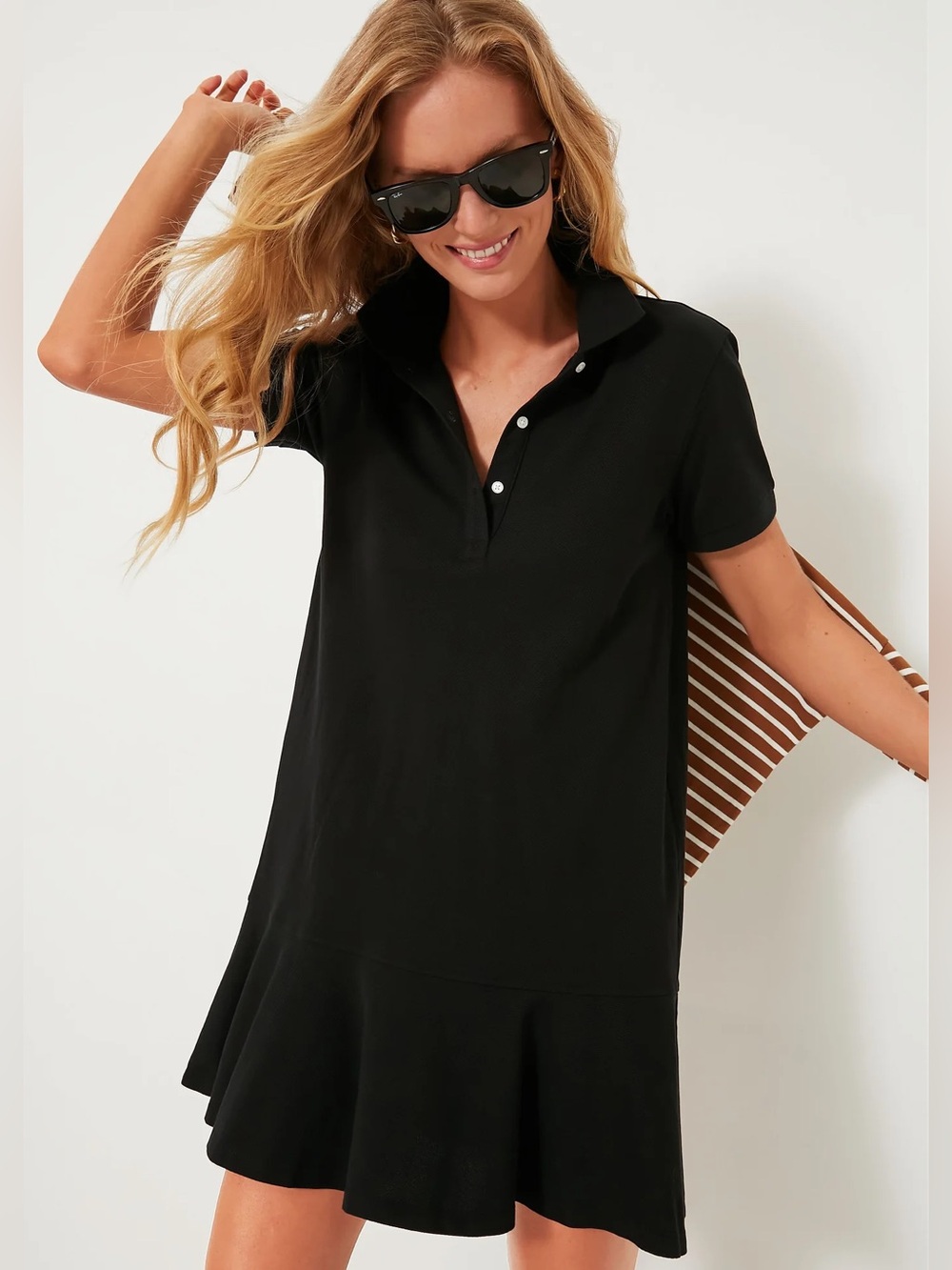 TUCKERNUCK Black Pique May Polo Dress XS